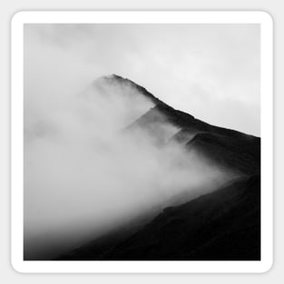 Black and White Misty Mountain Range Sticker